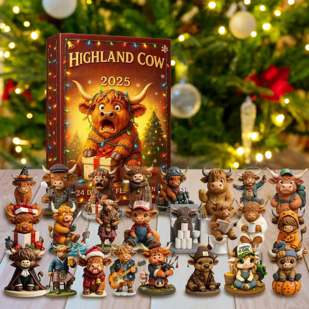 3D Cow Advent Calendar Christmas Countdown Decor 24 Cattle Ornaments