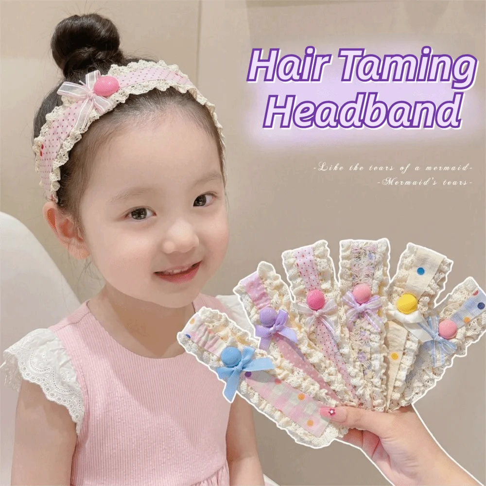 Sweet Floral Pattern Children Hair Patches Wide-edged Lace Bangs Patches with Magic Tape Closure Girls Headband Hair Accessories Zpaxo