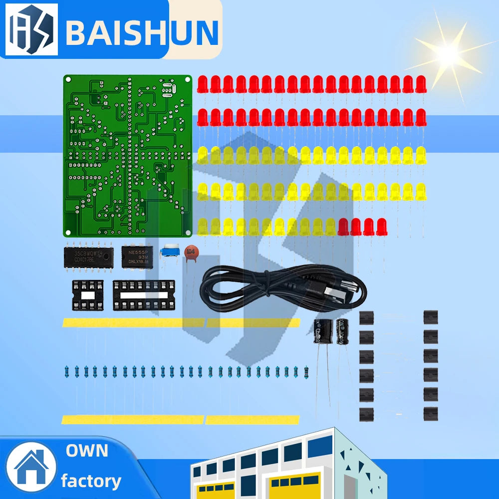 NE555/4017 Explosion Light & Cross Water Flow Light DIY Kit - Flowing Light Electronic Component Assortment for DIY Projects Zpaxo Default Title