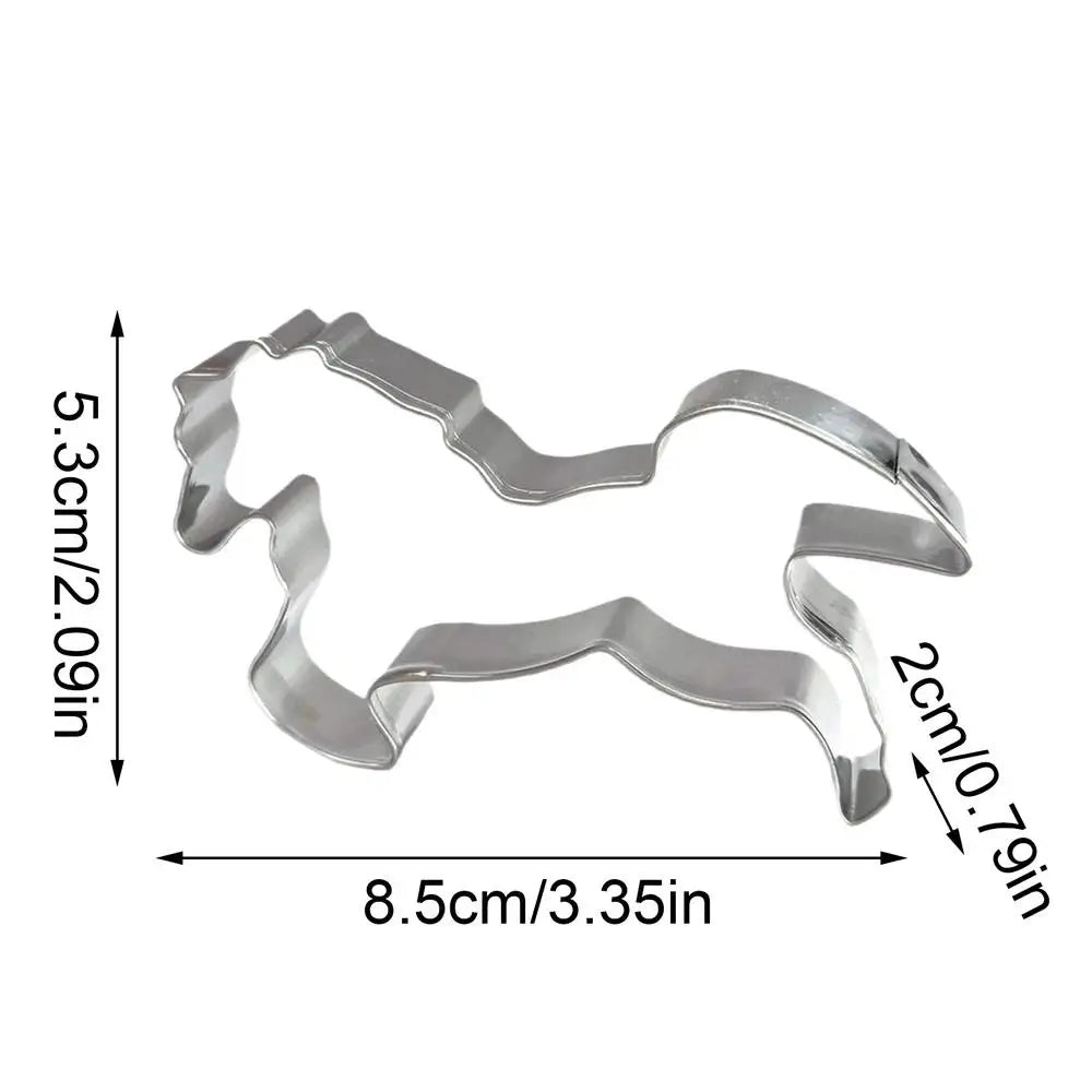 Small Horse Cookie Cutter Stainless Steel Baking Accessories Pressable Cookie Mold for Fondant Bakers Parents Home Party Zpaxo Silver