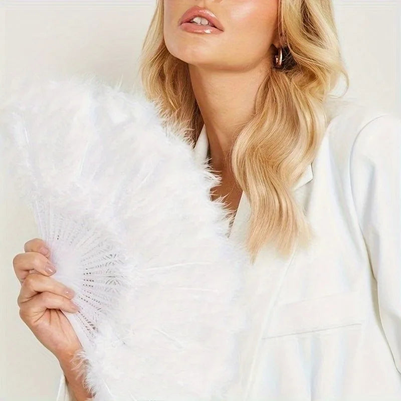 Bridal Feather Hand Fan Elegant Wedding Accessory Bachelorette