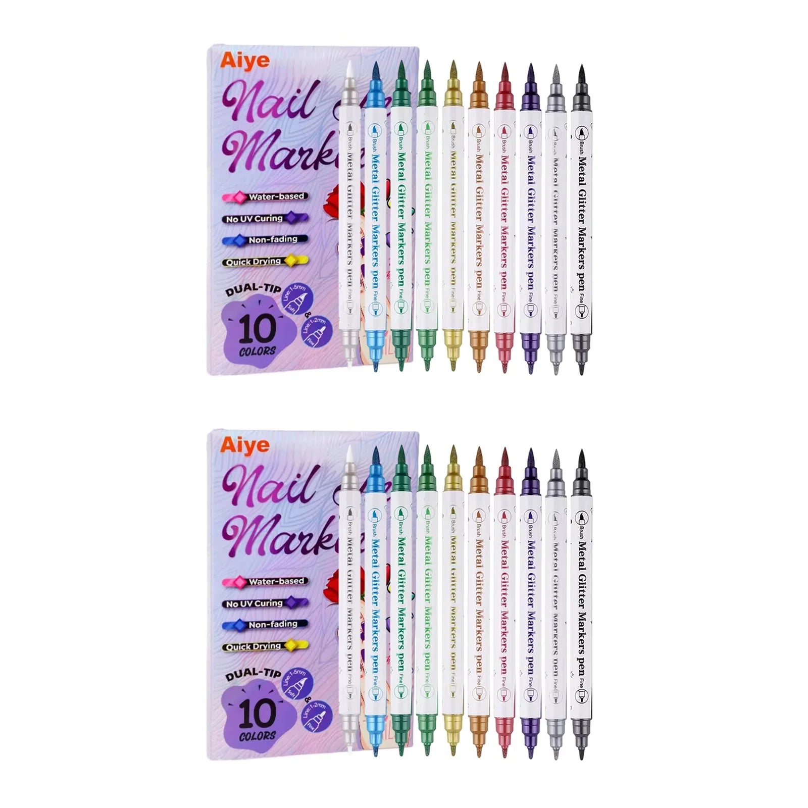 10-Piece Nail Art Pen Set – Waterproof Acrylic Liner Pens Nail Art Pen Set Zpaxo 2 Sets