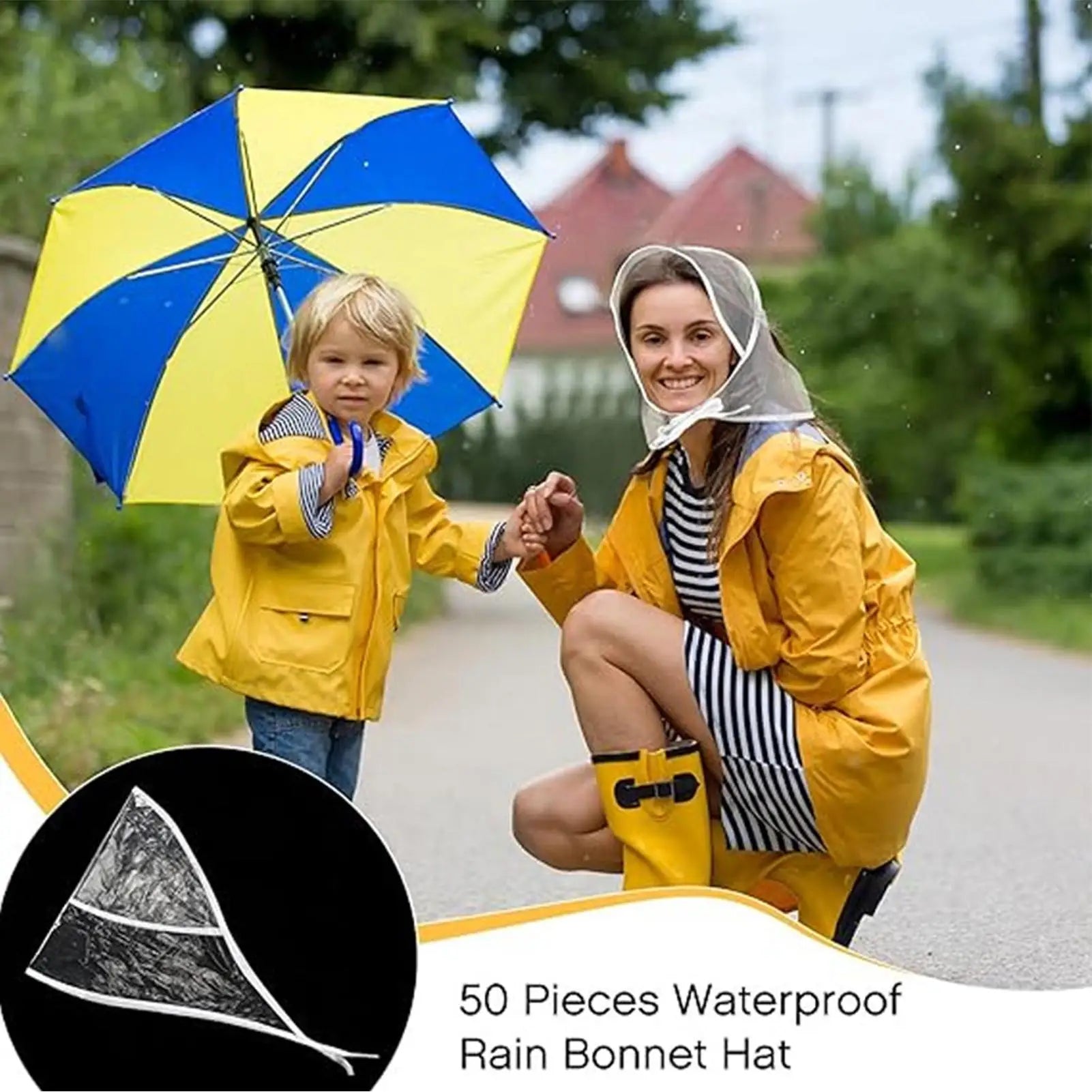Clear Reusable Waterproof Rain Hat Wide Brim Women Lady Outdoor