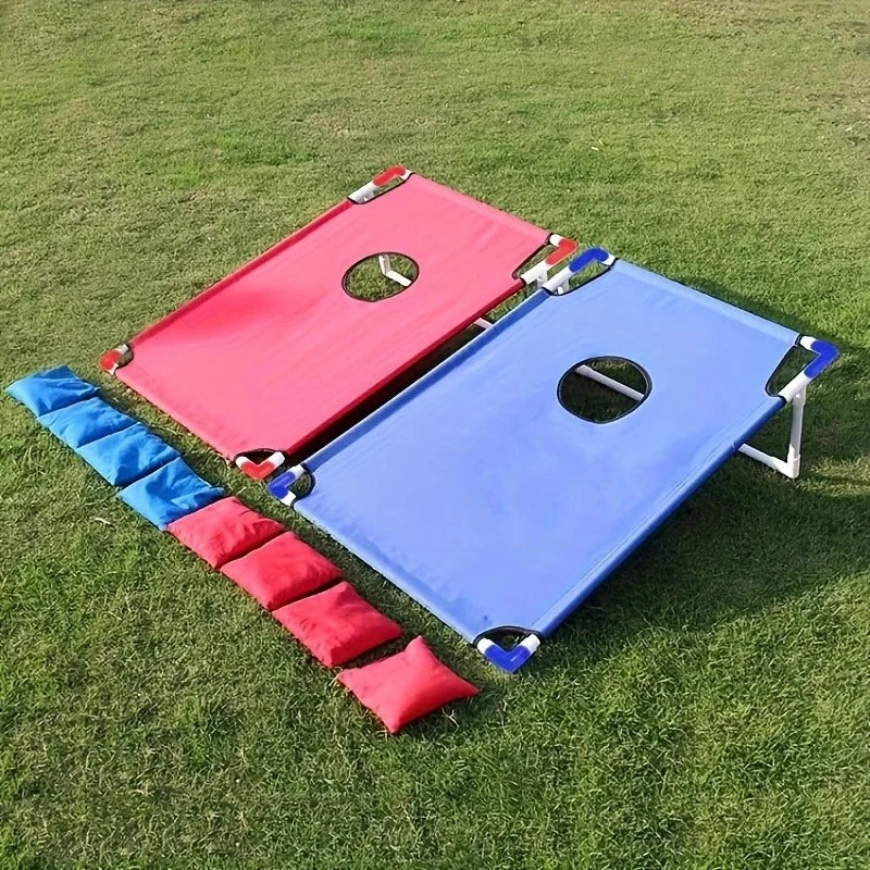 Portable Foldable Cornhole Game Red Blue Durable Bean Bag Toss Beach