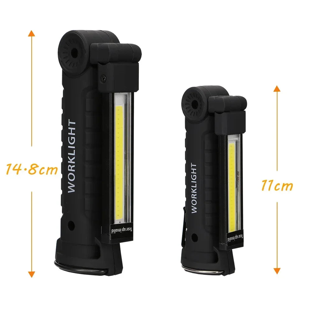 COB LED Rechargeable Flashlight – Magnetic Work Light & Torch