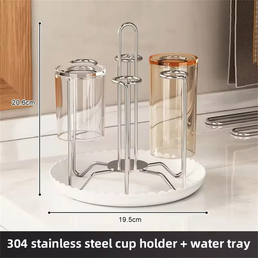 Stainless Steel Cup Drying Rack – Countertop Drainer Organizer