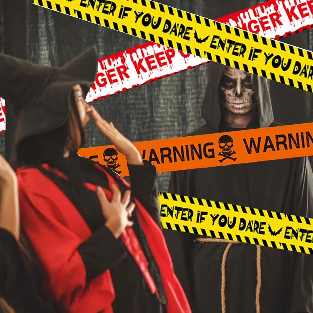 Halloween Warning Caution Tape Fake Blood Splatter Danger Barrier