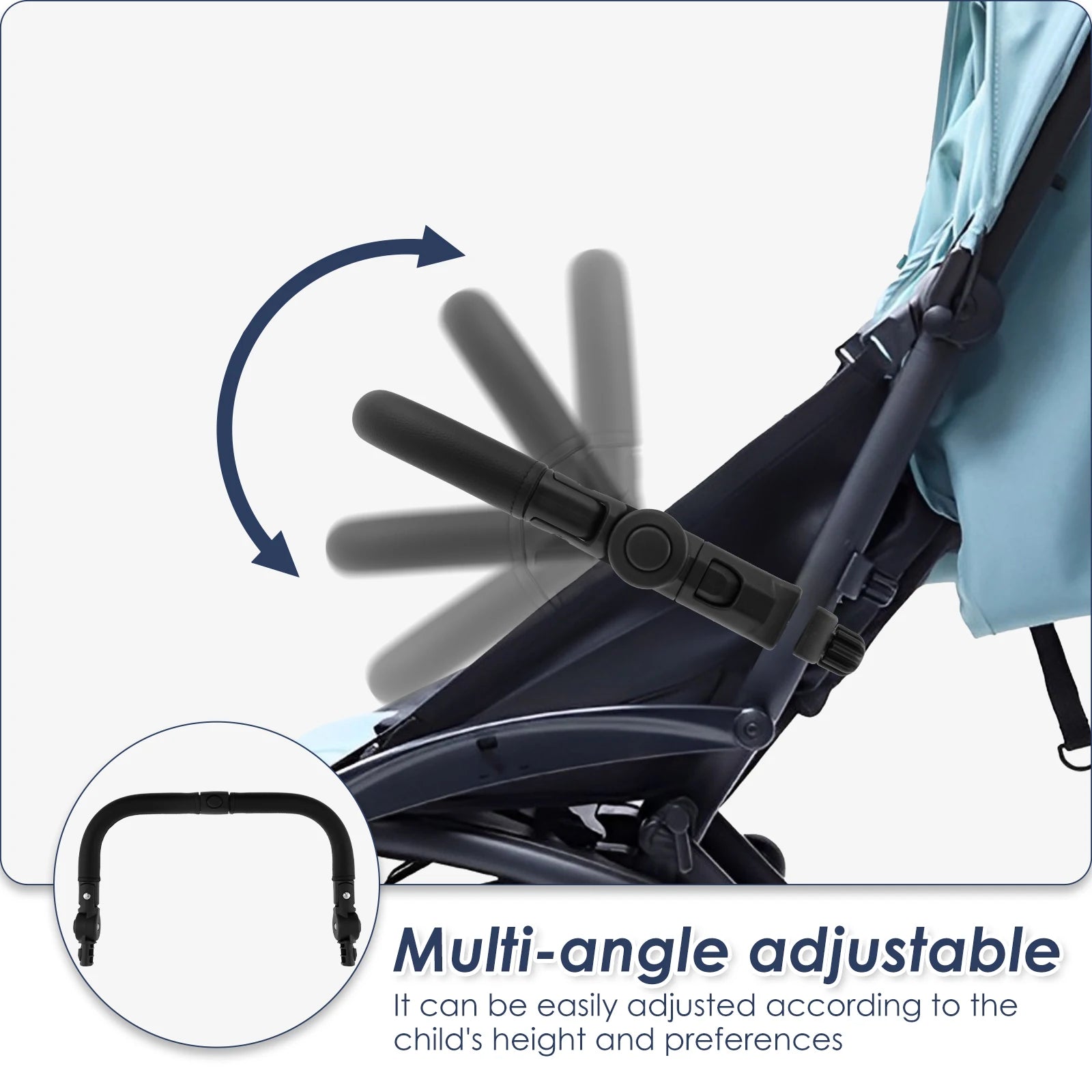 Stroller Bumper Bar Adjustable Angle Replacement Armrest Detachable Handlebar Crossbar Stroller Accessory with Smooth Leather Zpaxo
