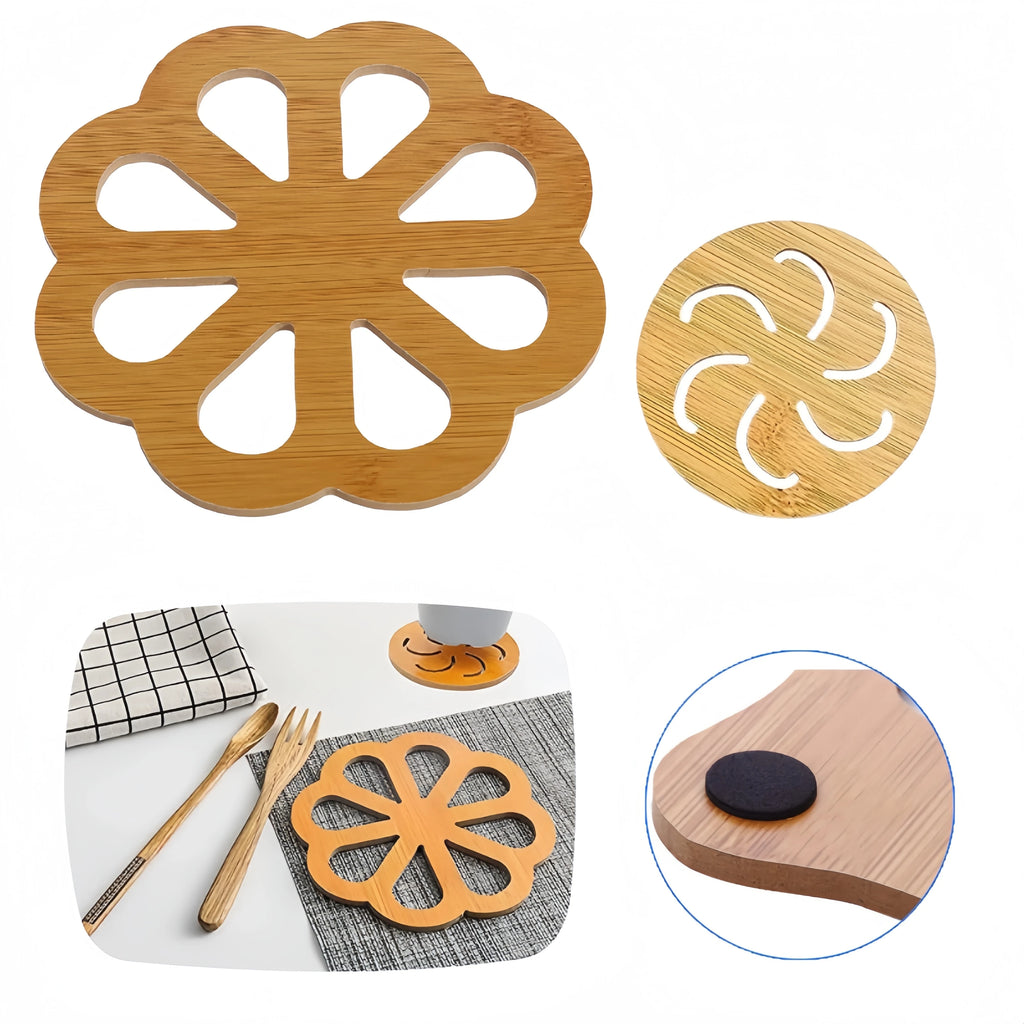 Wooden Trivets Hollow Carved Heat-Resistant Hot Pads | Non-Slip