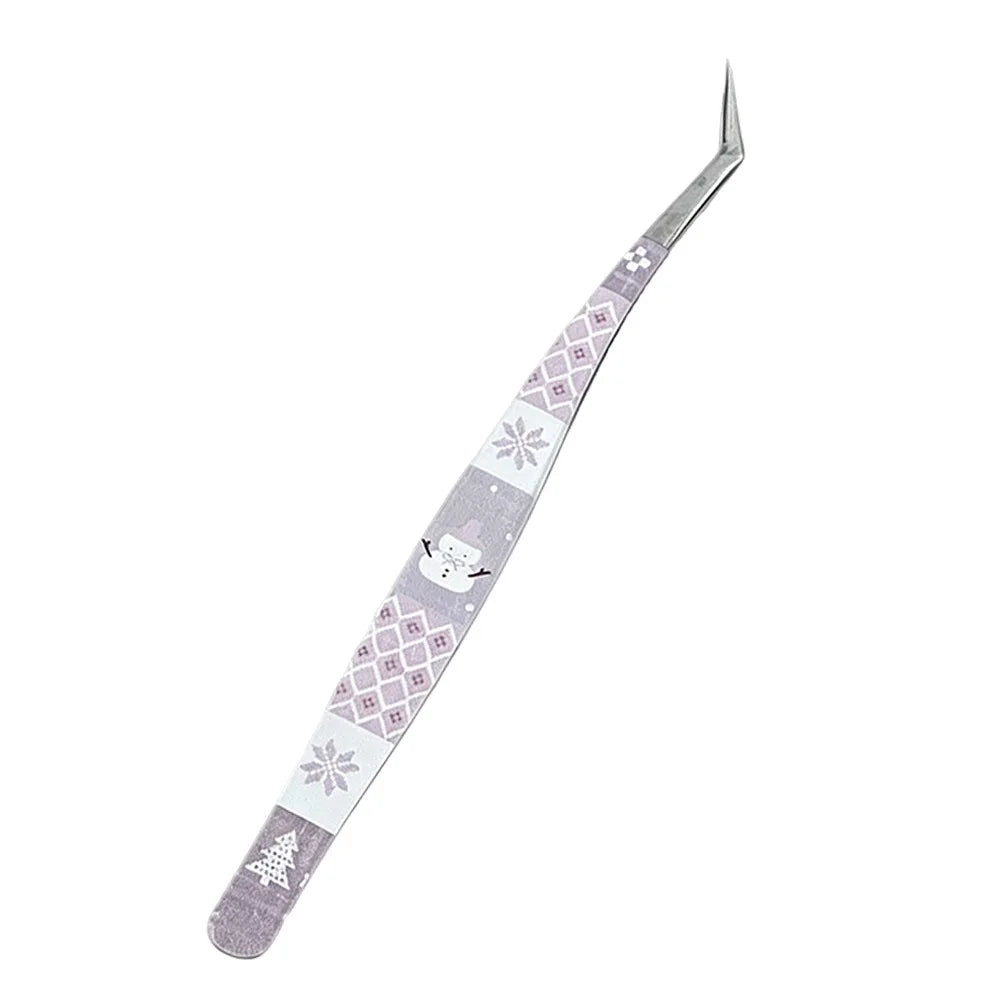 Stainless Steel Curved Stickers Tweezers High Precision Cartoon False Eyelash Tweezers Anti-static Lashes Extension Tweezer Zpaxo Style 4