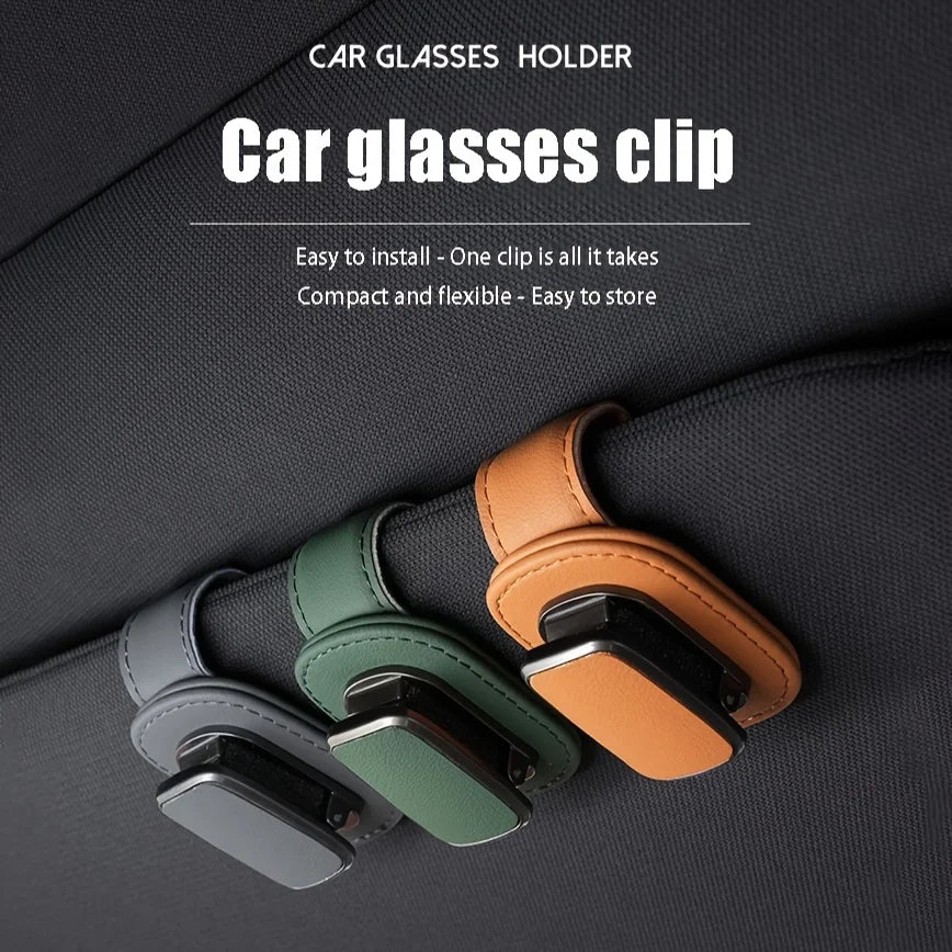 PU Leather Car Visor Clip Universal Glasses Holder Easy Install