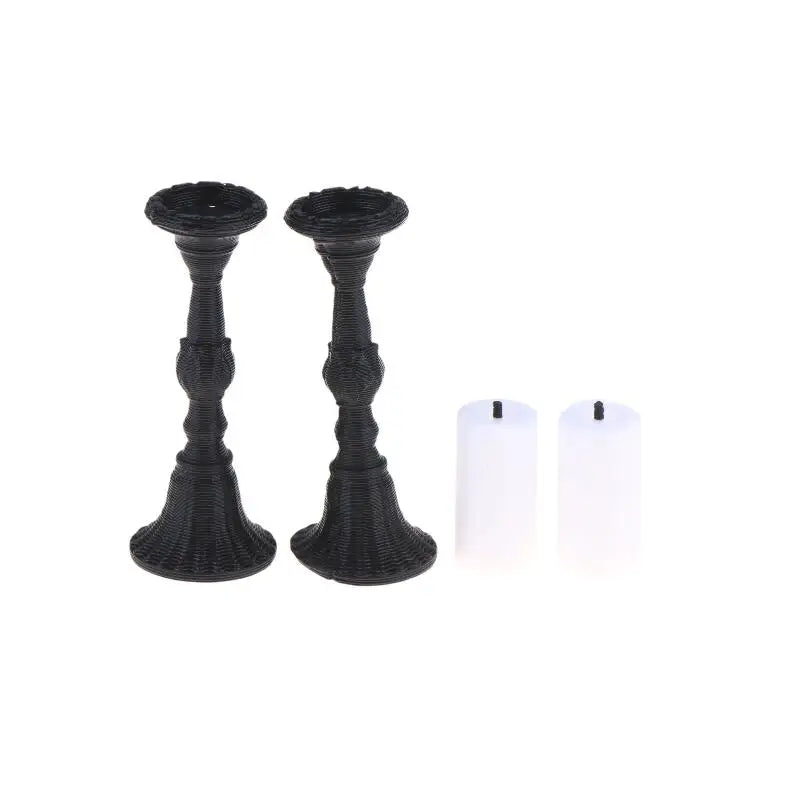 Miniature Retro Candle Holder 2 Candles Dollhouse Simulation Zpaxo 2Pcs