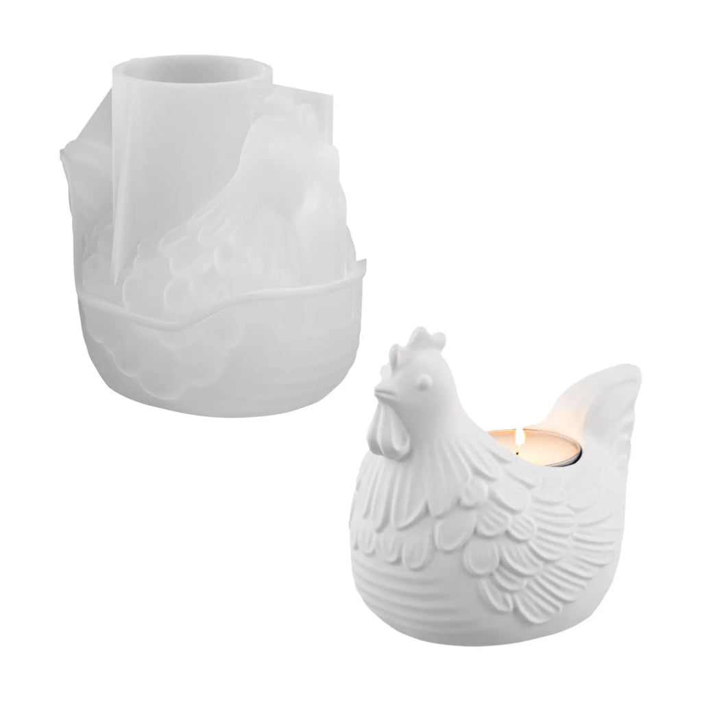 3D Rooster Silicone Mold – Resin, Clay & Candle Holder DIY