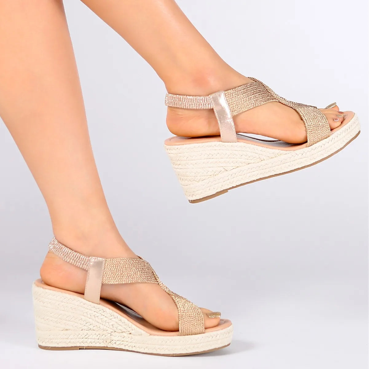 Sandals for Women's Thick Soled Wedge Heel Sandals Women's Summer Casual Rope Women's Shoes Open Toed Roman Plus Size Sandals Zpaxo
