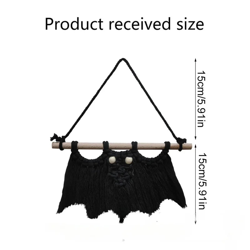 3D Hand-knitted Black Bat Hanging Ornament Tapestry Halloween