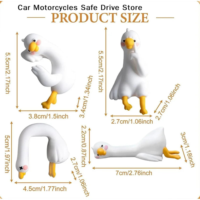 Cute 3D Mini Duck Figurine Resin Cartoon Animal Decor Desk Car