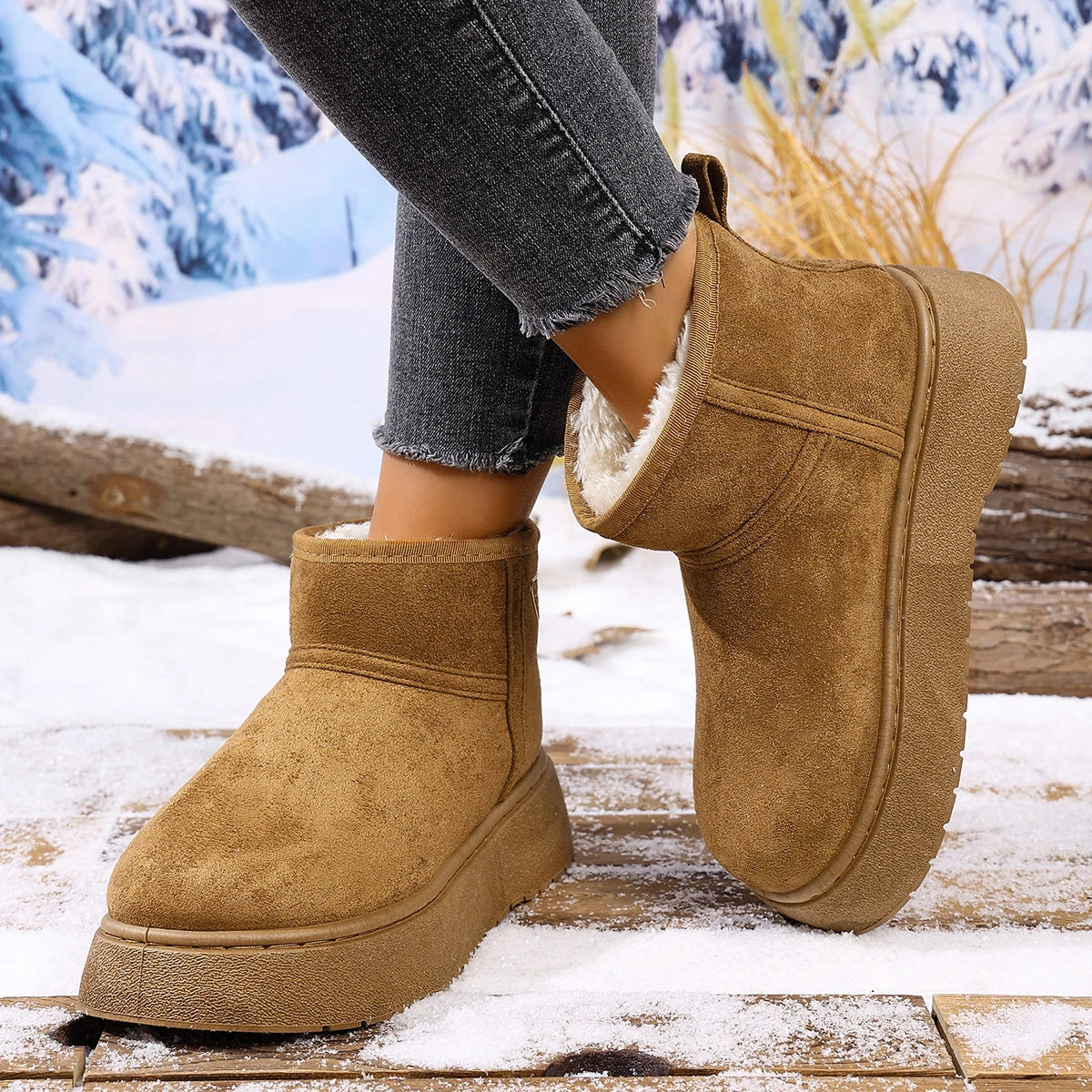 Women Ankle Boots 2025 New Warm Short Tube Bread Cotton Shoes Women Winter Thick Bottomed Lined Large Size Snow Boots Women Zpaxo