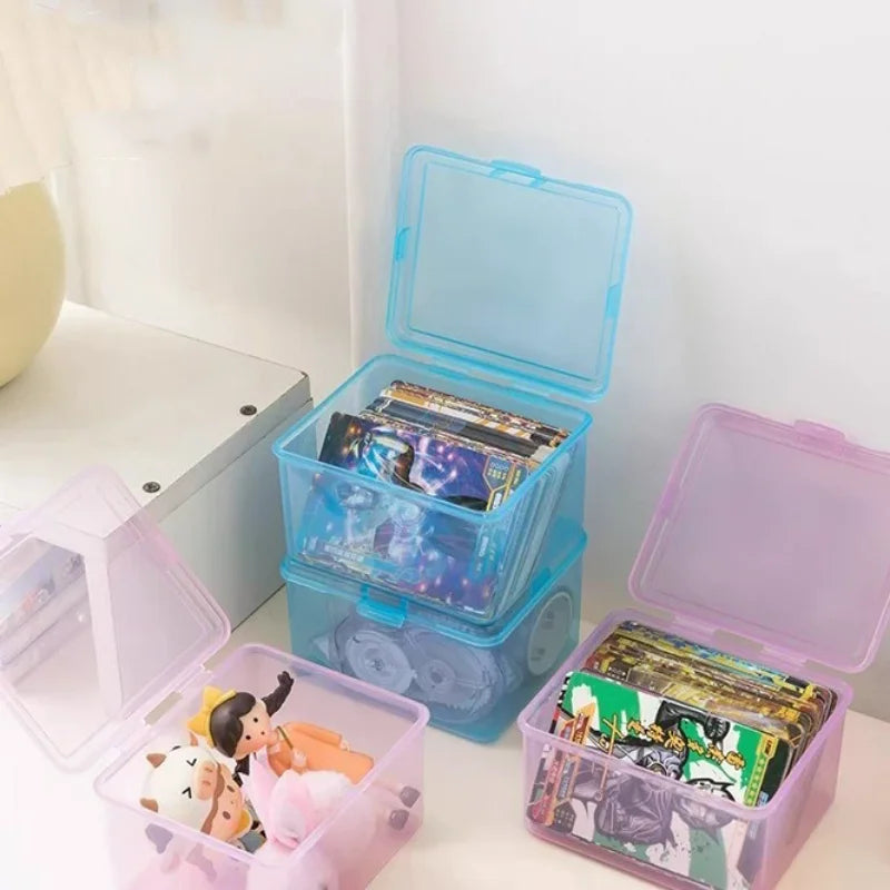 Desk Organizer Box Classification Box New Transparent Plastic Storage Box Stationery Photocards Small Card Storage Box Zpaxo