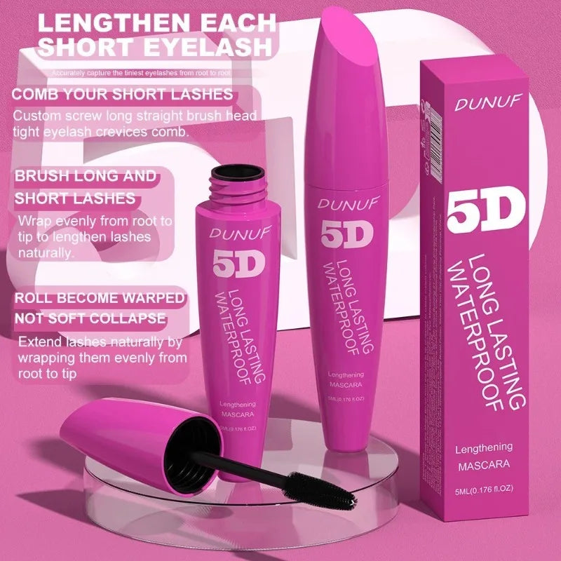 5D Waterproof Curling Mascara Volumizing Lengthening Black Eyelashes