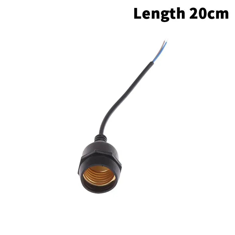 Waterproof E27 Lamp Holder Power Cord Socket 20 30 50 100 Outdoor Zpaxo Black 20cm