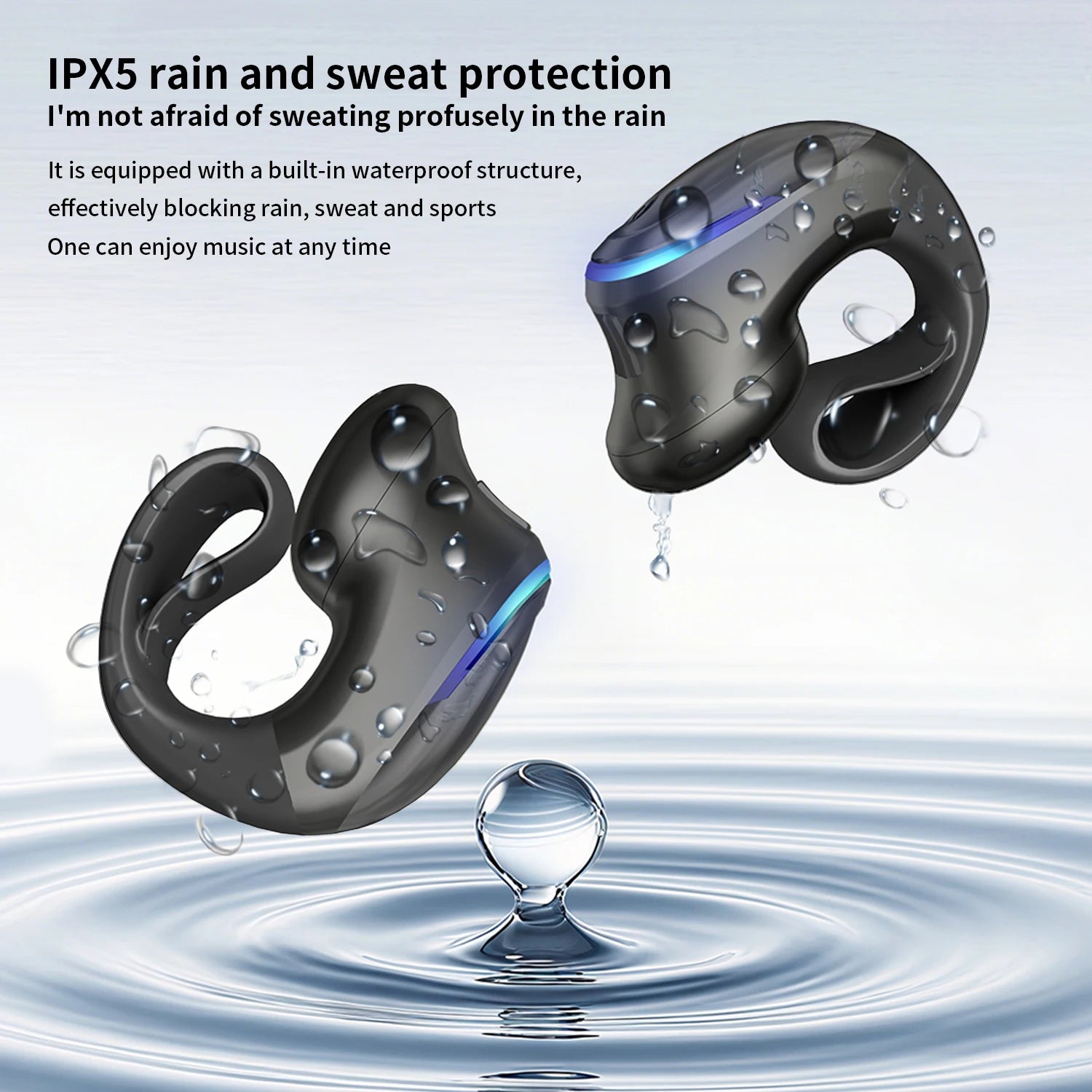 Wireless Bluetooth 5.3 Headphone Bone Conduction Headset Clip Single Ear Earphones Sport Earbuds For iPhone Huawei Realme OPPO Zpaxo