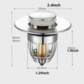 Universal Rebound Drain Plug Filter Basin Pop-up Chrome Sink Hair