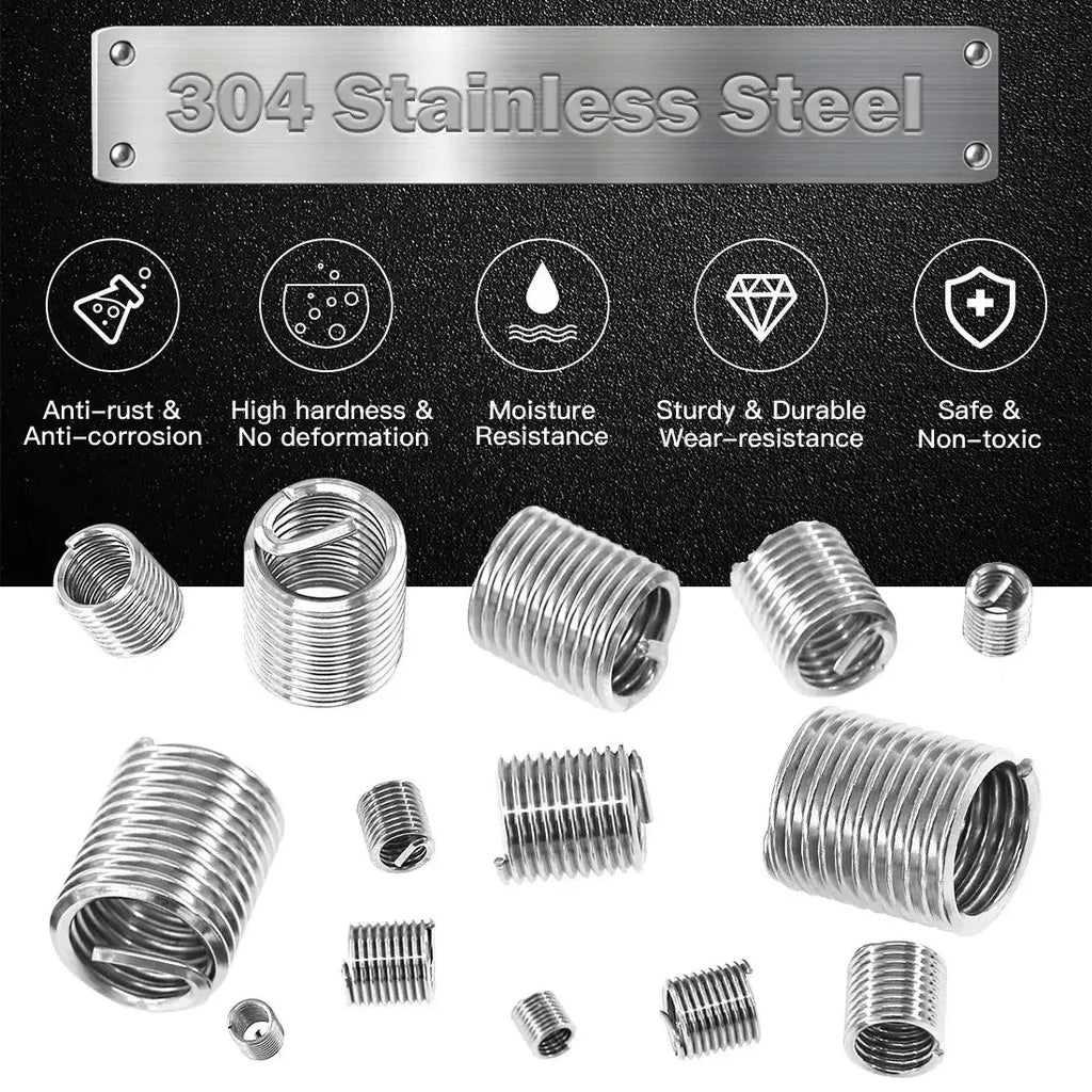 60Pcs Wire Thread Insert M3 M4 M5 M6 M8 M10 M12 Fastening Thread Insert Stainless Steel Spiral Wire Screw Sleeve Wear Repair Kit Zpaxo