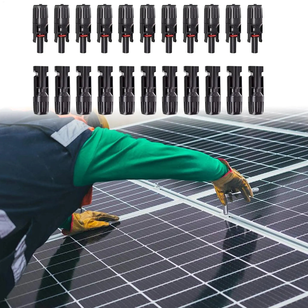 Solar Connectors 10-pair Solar Cable Connectors Mc4 High-Efficiency Waterproof Male Female Wire Crimping Tools for Home Ground Zpaxo