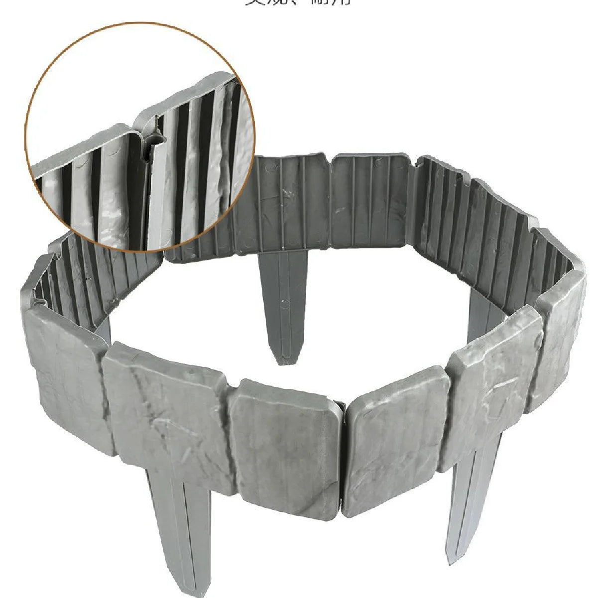 25cm Stone Effect Garden Border Fence – 20pc Plastic Lawn Edging Garden Landscape Edging Zpaxo