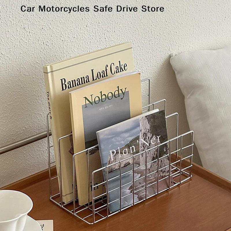 Simple Book Storage Rack Desktop Iron Bookshelf Vinyl Records Holder