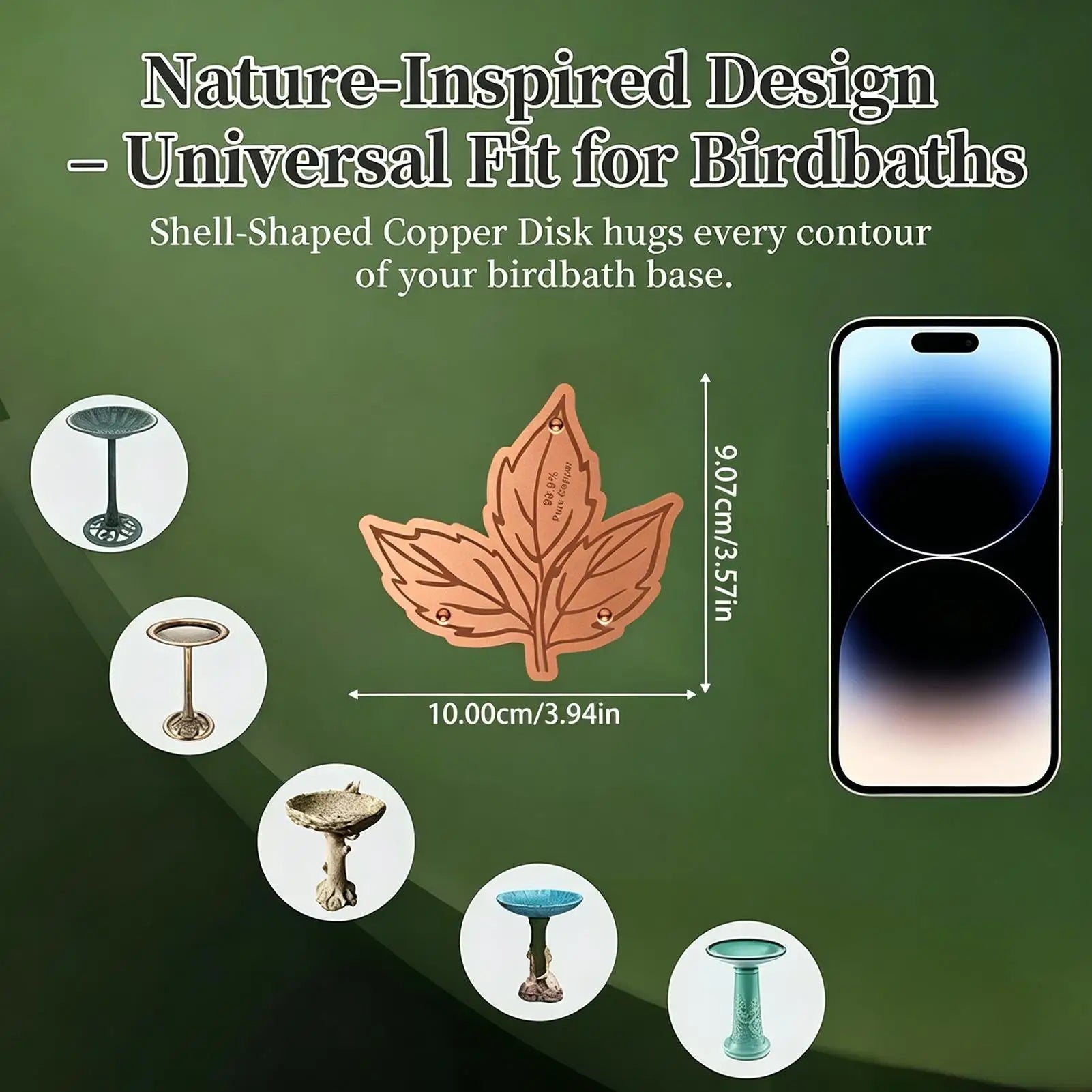 Copper Disk For Bird Bath Stable Triple-Point Support Purification Plate Copper Bird Bath Purification Disk For Outdoors Zpaxo