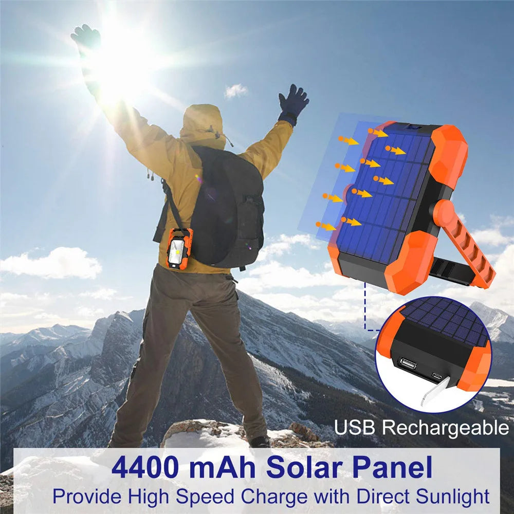 Solar Mobile Work Light Foldable Outdoor Lighting 4400mAh Torchlight Zpaxo