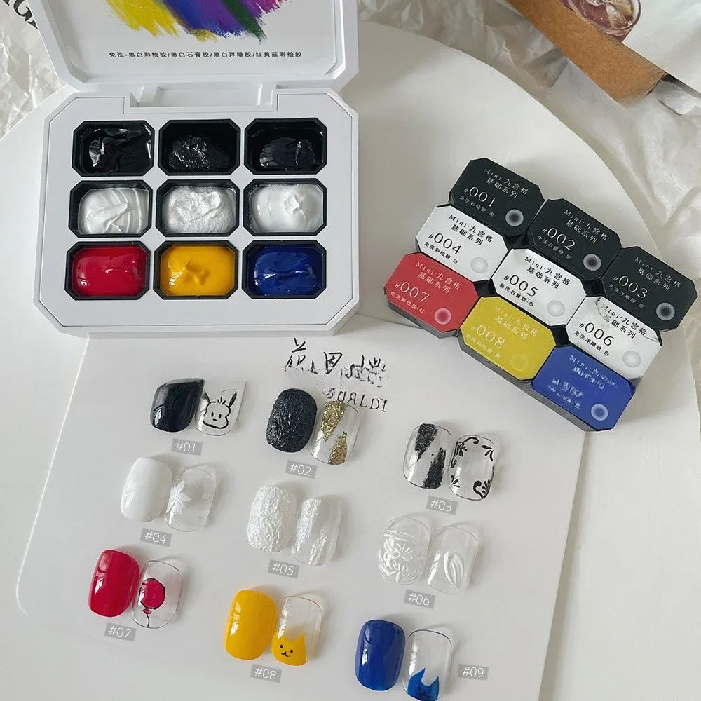 9-Color Chinese Style Gel Nail Glitter & Eye Shadow Palette Gel Nail Glitter Palette Zpaxo 9colors-set10