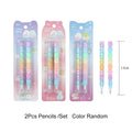2Pcs/set Kawaii Stackable Pencils Non-Sharpening HB Pencils Cartoon Japanese Stationery Children Student Prize Gift Zpaxo 2Pcs Color Random