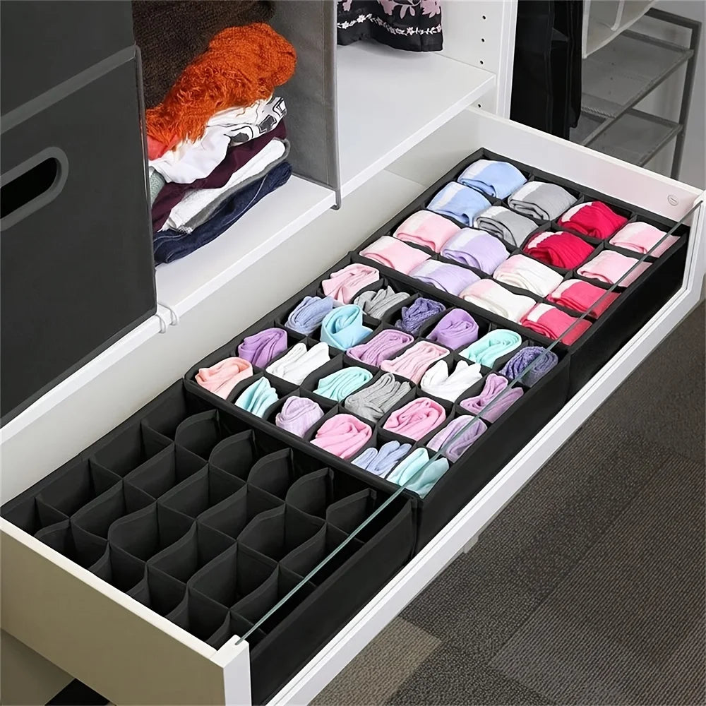 24-Cell Foldable Drawer Organizer Tension Mount Moisture-proof