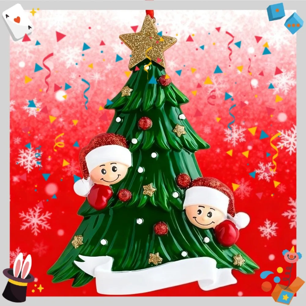 Christmas Tree Pendant Cute Acrylic Ornaments Flat Santa Hat&star