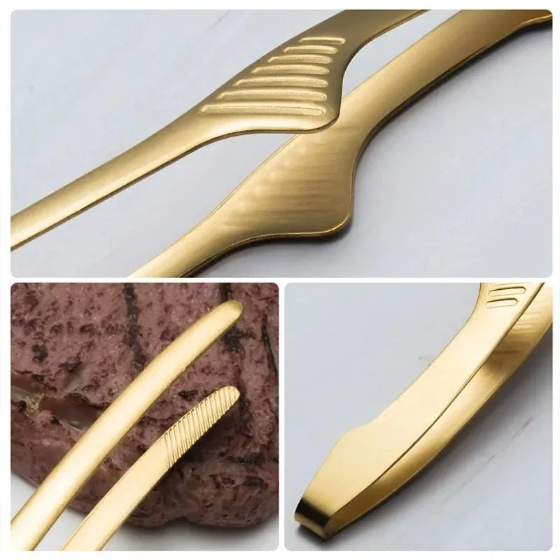 Stainless Steel Food Tongs Chief BBQ Tweezer Clip Portable Picnic