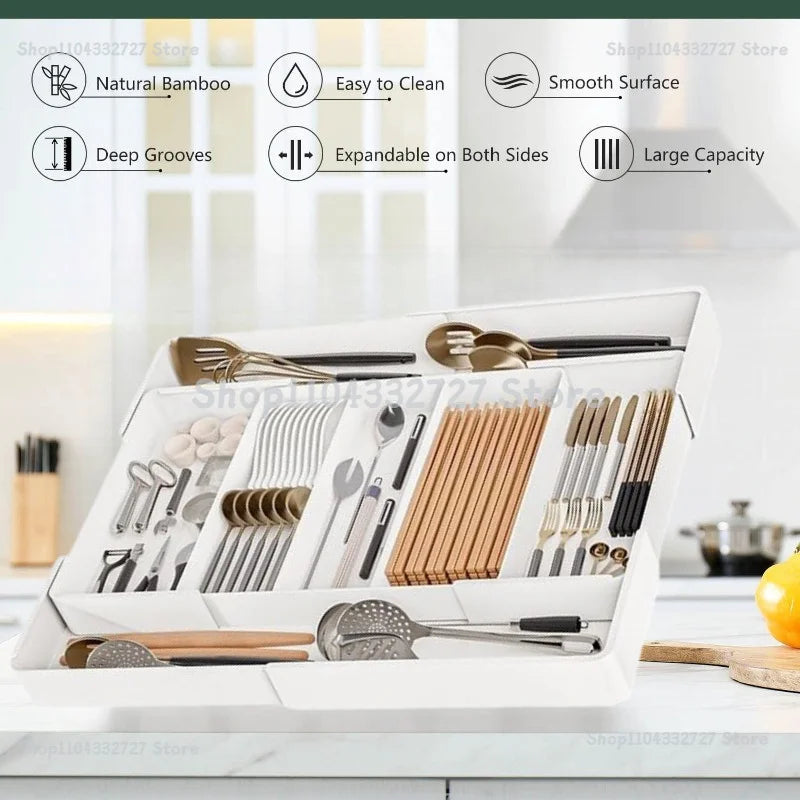 Expandable Organizational for Drawer Storage Box Locker Drawer Organizer Adjustable for Kitchen Spoons Forks Knives Drawer Zpaxo