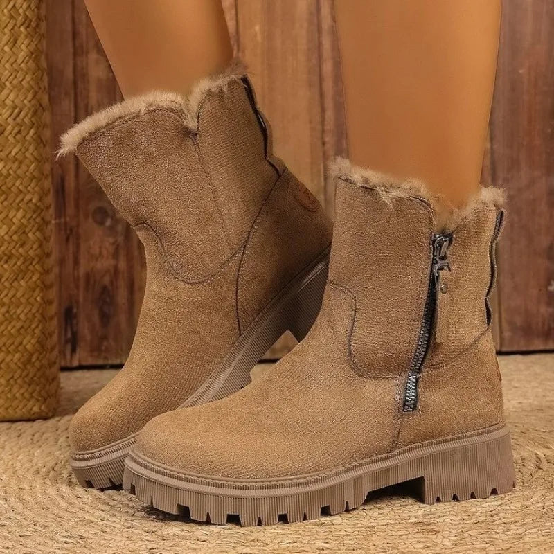 2025 New Women Snow Boots Keep Warm Cotton Shoes Faux Suede Non-slip Winter Boots Woman Comfortable Platform Ankle Booties Zpaxo