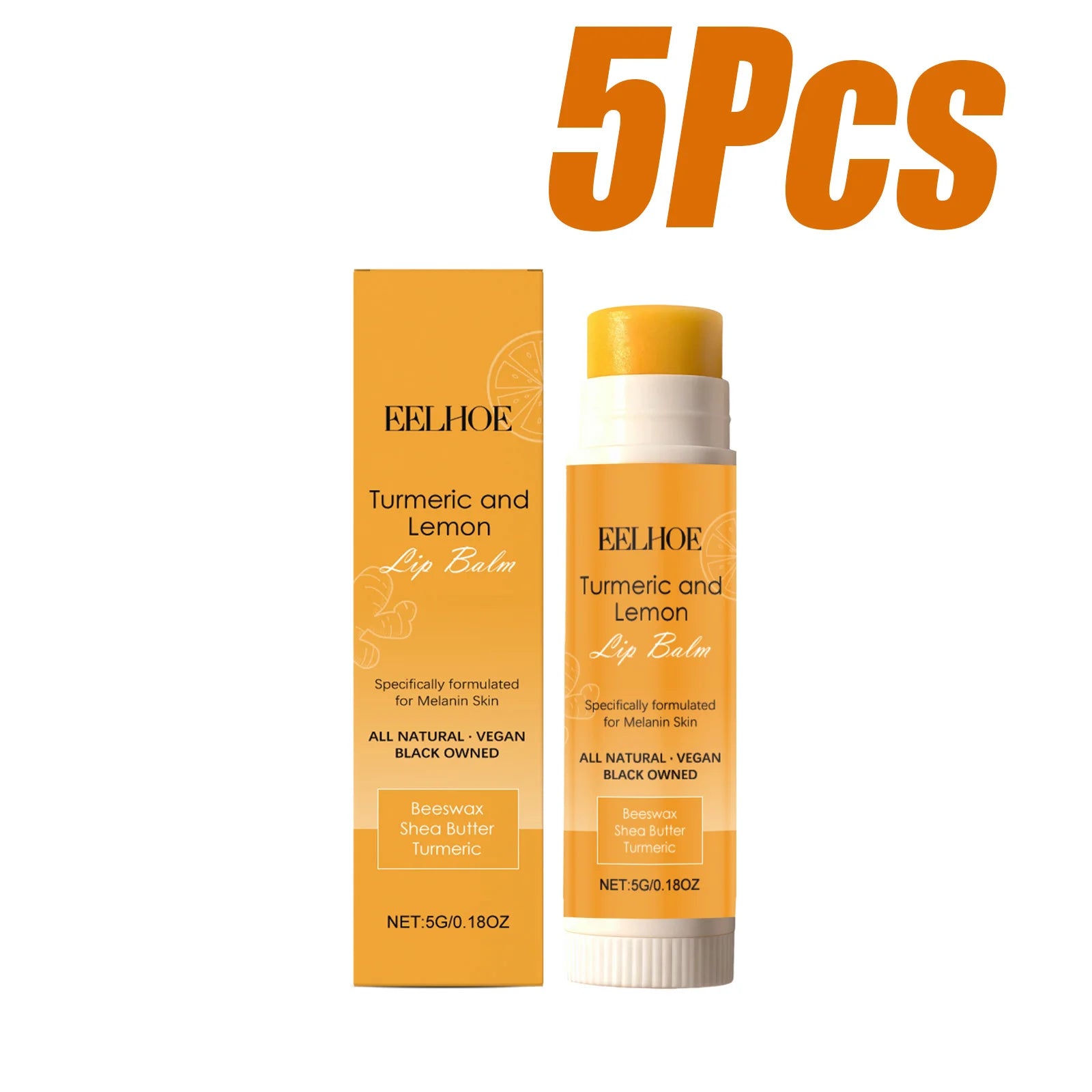 Eelhoe Turmeric Lemon Lip Balm – Brightening & Moisturizing Lip Balm Zpaxo 5 x 5g Boxed