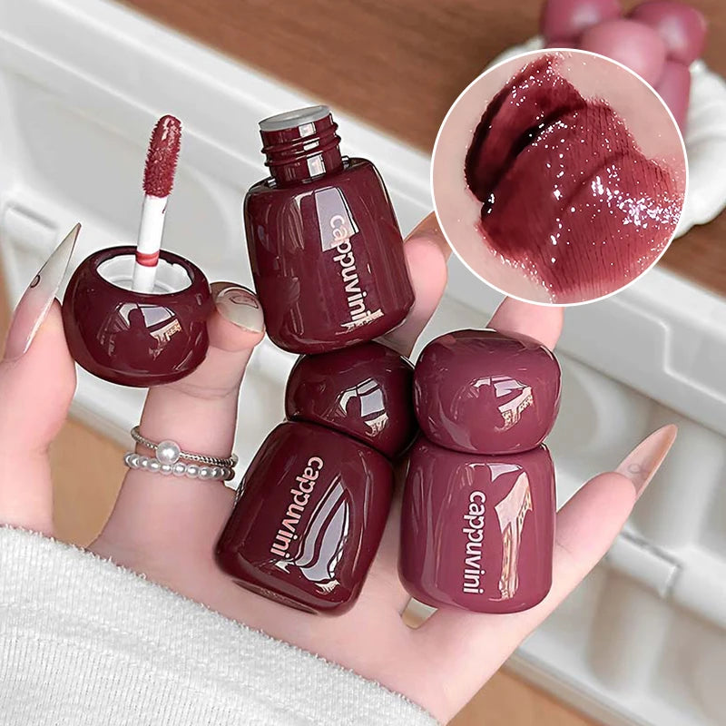 Water Light Mirror Lip Gloss Lasting Moisturizing Red Brown Lip Tint Waterproof Sweat-Proof Matte Silky Liquid Lipstick Makeup Zpaxo