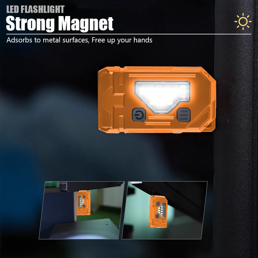 ZHIYU 8-Mode Magnetic COB LED Mini Keychain Flashlight Type-C