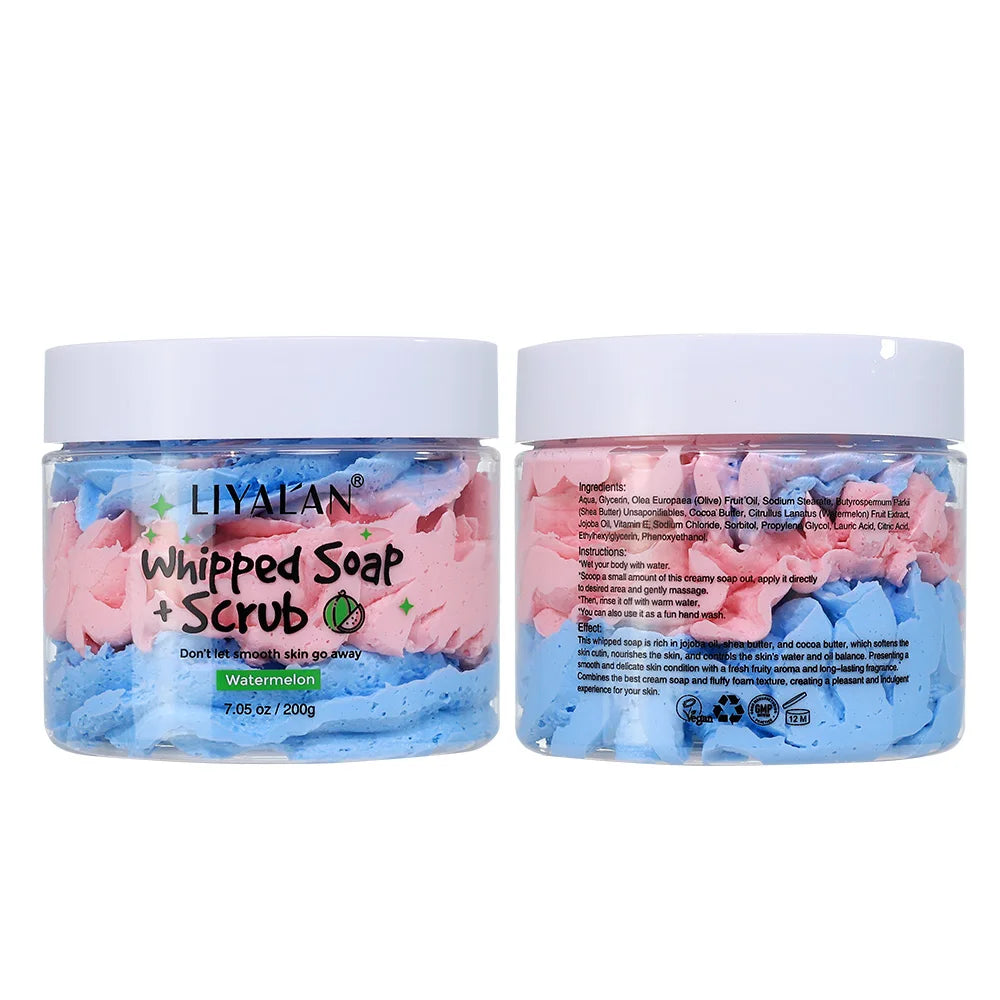 LIYALAN Whipped Soap Body Scrub – Shea, Olive Oil & Vitamin E Whipped Body Scrub Zpaxo Watermelon 200g Fruity|China Mainland