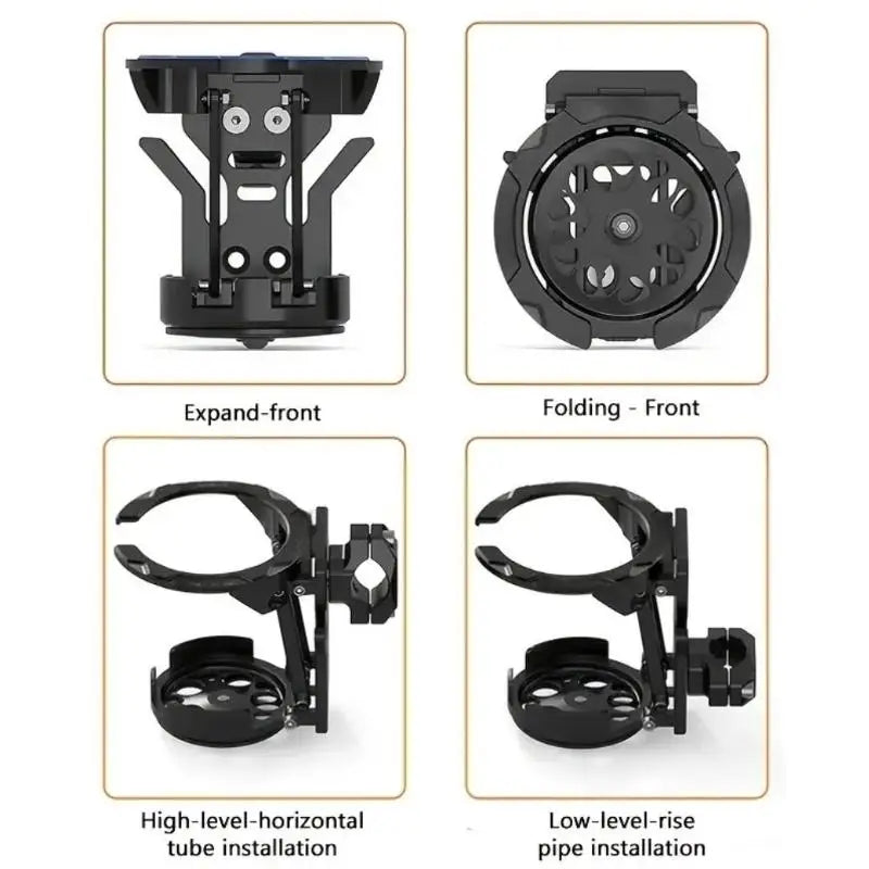 Foldable Rotating Motorcycle Handlebar Cup Holder | Metal