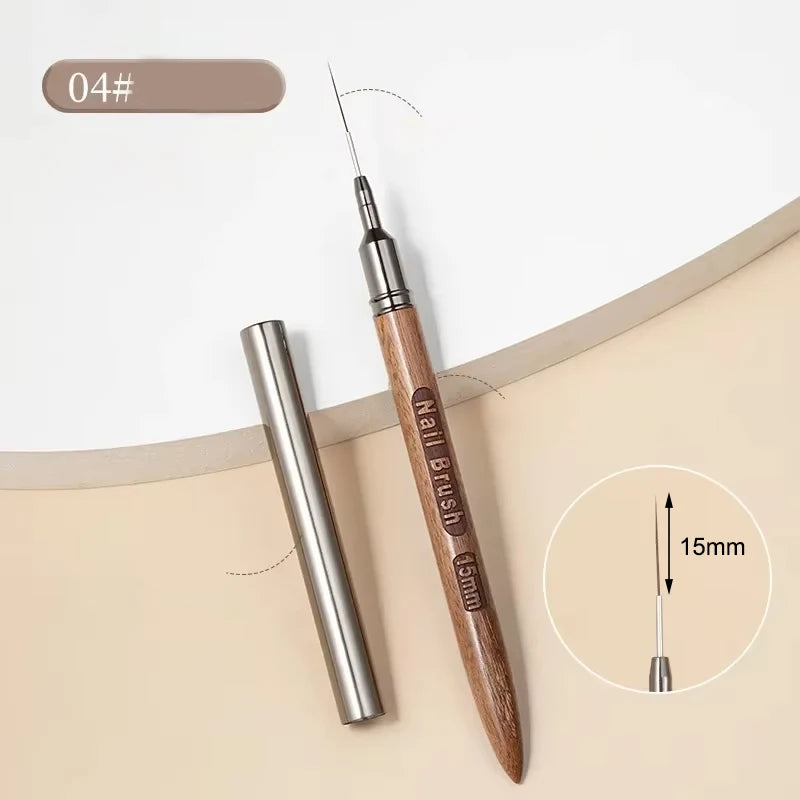 Nail Brush Wood Handle Gel Nail Art Liner DIY Painting Brush Drawing Lines Stripe Flower Painting Pen UV Gel Manicure Salon Tool Zpaxo Brown-15mm