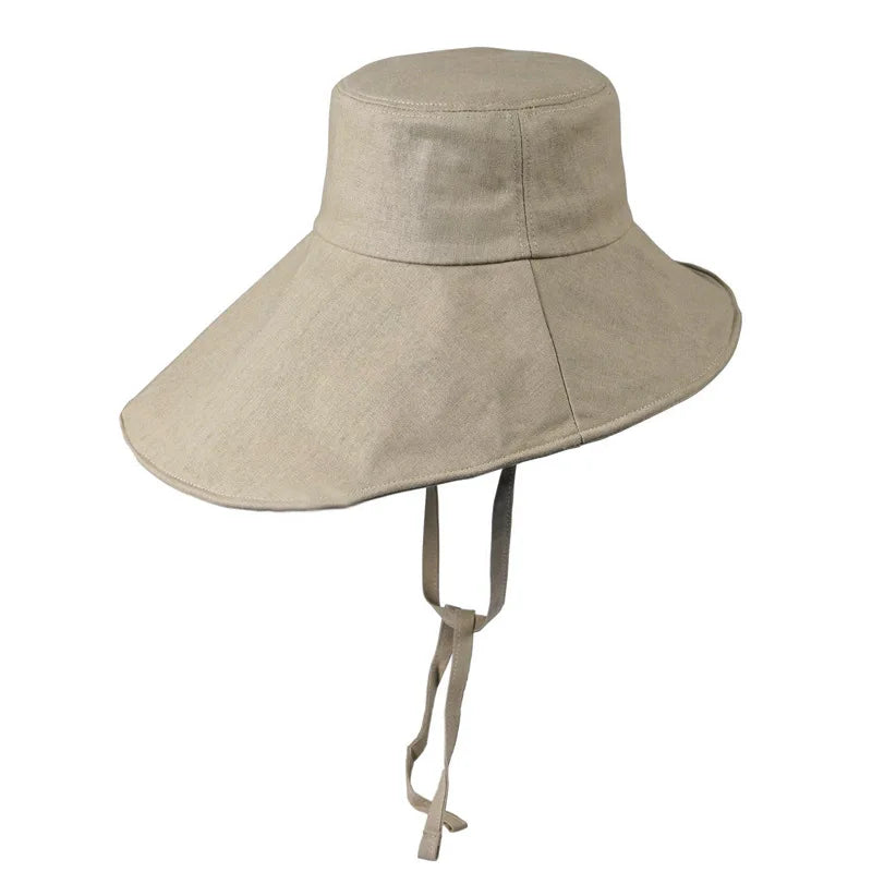 Strap fisherman hat with enlarged brim summer sun protection hat sun shading UV protection lightweight and breathable sun hat Zpaxo Khaki hat