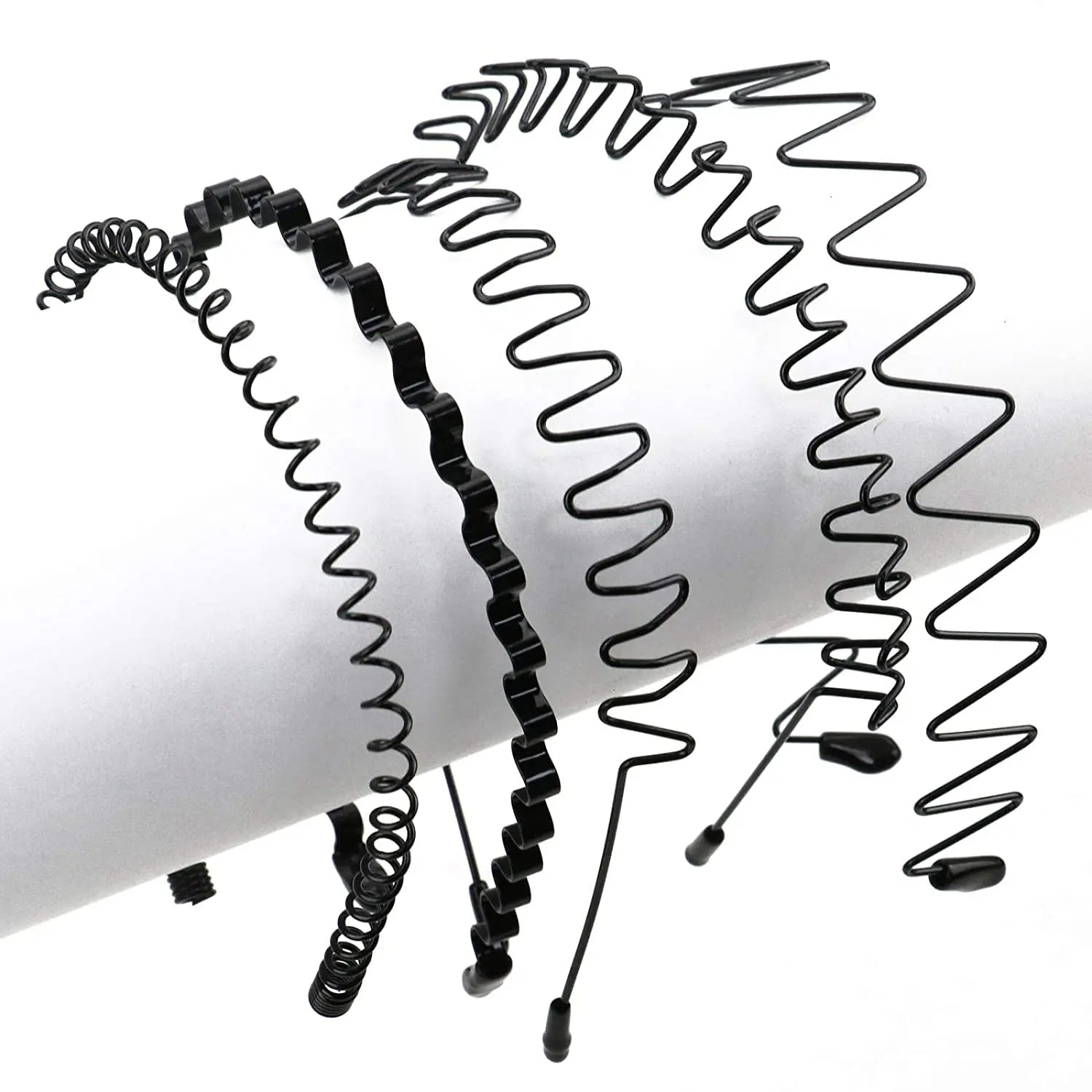 Unisex Black Elastic Non Slip Simple Metal Headbands Men Women Wavy