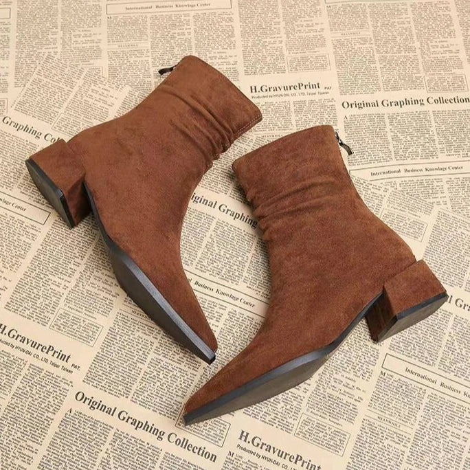 Autumn Winter Women Sock Ankle Boots Elegant Keep Warm Short Booties Women Fashion Square Heel Shoes Ladies Zapatos De Mujer Zpaxo