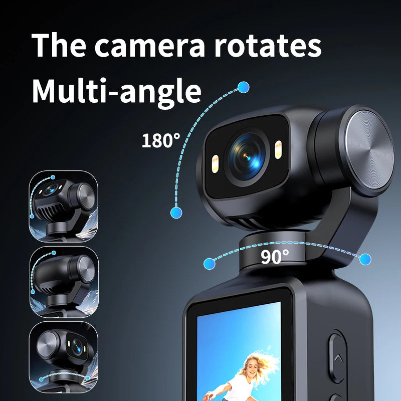 Handheld Action Camera 4K Pocket Vlogging 180 Rotating Screen Zpaxo