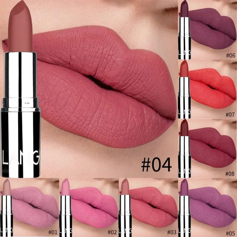 8 Colors Bullet Matte Lipstick Waterproof Long-lasting Velvet Lips
